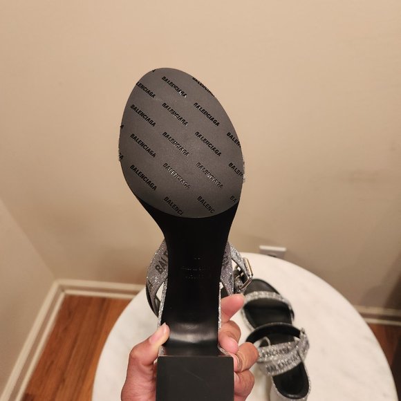 Balenciaga Leather Printed Glitter Sandals - Picture 4 of 5